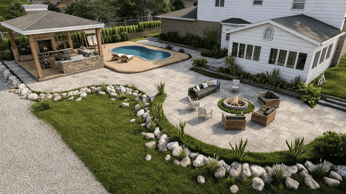 ["Pool area exterior design rendering", "Modern pool area exterior rendering", "Luxury pool area exterior design rendering", "Minimal pool area exterior rendering", "Mediterranean pool area exterior rendering"]