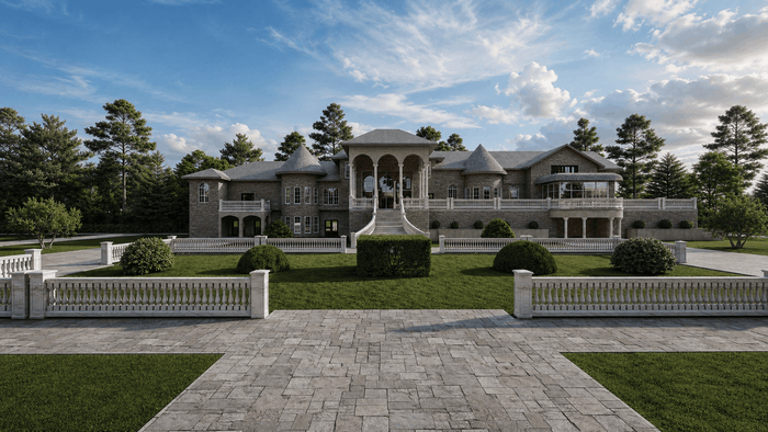 ["Luxury villa exterior design rendering", "Luxury mansion exterior design rendering", "Luxury townhouse exterior design rendering", "Luxury duplex exterior design rendering"]