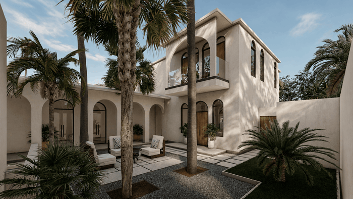["Mediterranean villa exterior design rendering", "Mediterranean mansion exterior design rendering", "Mediterranean townhouse exterior design rendering", "Mediterranean duplex exterior design rendering"]