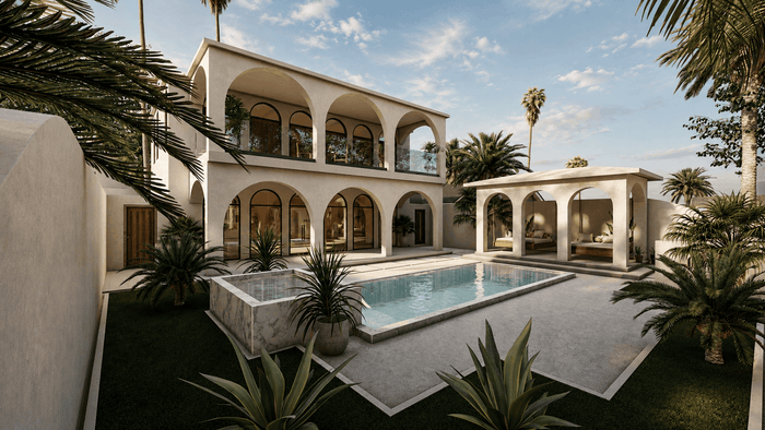 ["Mediterranean villa exterior design rendering", "Mediterranean mansion exterior design rendering", "Mediterranean townhouse exterior design rendering", "Mediterranean duplex exterior design rendering"]