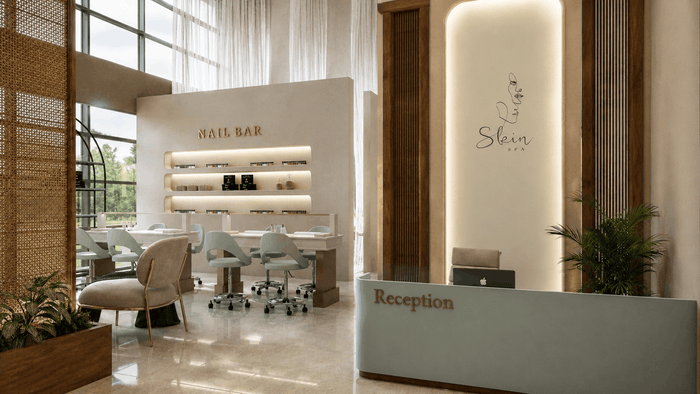 ["Beauty salon interior design rendering", "Modern beauty salon interior rendering", "Beauty salon rendering with stylish seating layout", "Luxury beauty salon interior design rendering", "Salon interior rendering with functional styling stations"]