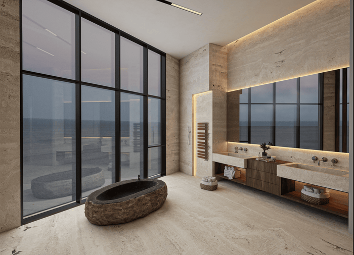 ["Modern master bathroom interior design rendering", "Modern master bathroom rendering with sleek finishes", "Luxury master bathroom interior design rendering", "Luxury master bathroom rendering with elegant premium finishes", "Minimal master bathroom interior design rendering", "Minimal master bathroom rendering with clean simple design"]