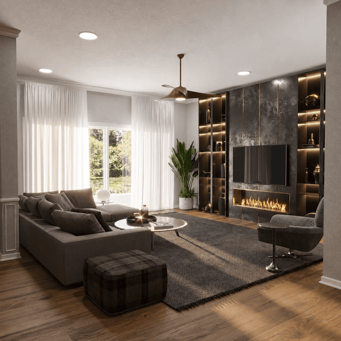 ["Apartment living room interior design rendering", "Apartment living room rendering with compact modern layout", "Modern living room interior design rendering", "Modern living room rendering with sleek furniture"]