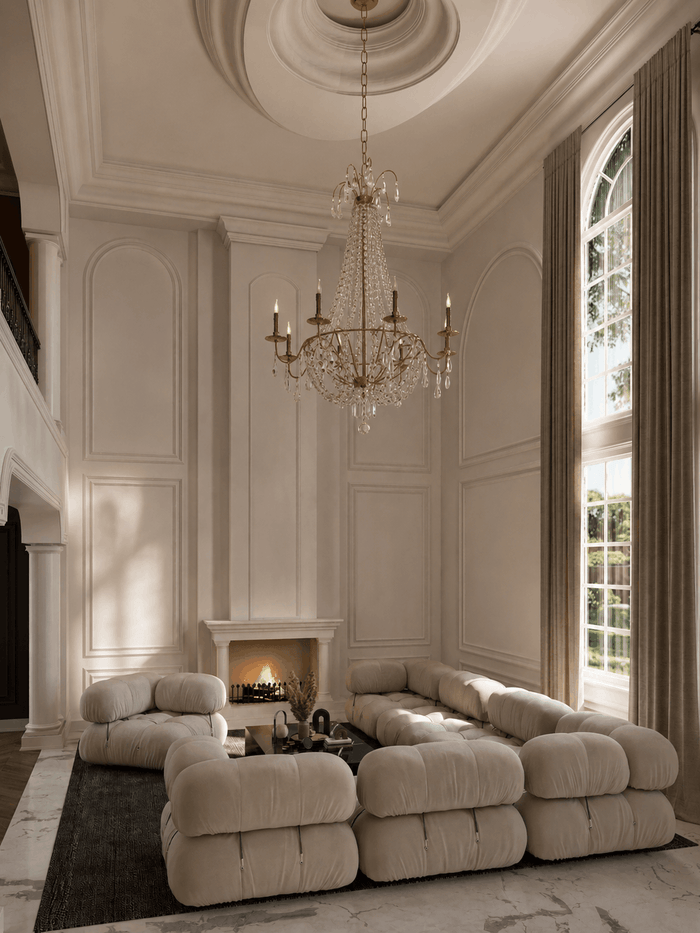 ["Luxury living room interior design rendering", "Luxury living room rendering with elegant premium finishes", "Mediterranean living room interior design rendering", "Mediterranean living room rendering with warm tones", "Townhouse living room interior design rendering", "Duplex living room rendering with open-plan layout", "Villa living room interior design rendering", "Mansion living room rendering with luxury interior design"]