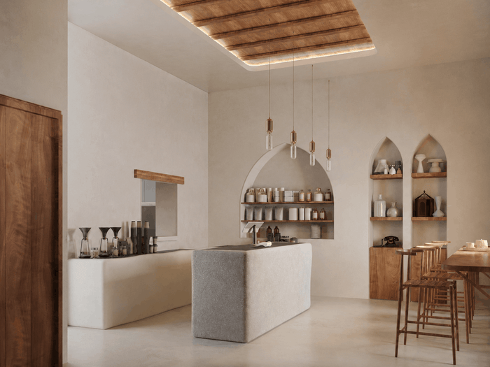 ["Restaurant interior design rendering", "Coffee shop interior design rendering", "Restaurant and coffee shop interior rendering", "Restaurant interior rendering with stylish seating layout", "Coffee shop interior rendering with clean inviting atmosphere"]