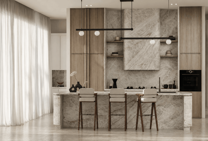 ["Minimal kitchen interior design rendering", "Minimal kitchen rendering with clean simple design", "Apartment kitchen interior design rendering", "Modern kitchen interior design rendering", "Modern kitchen interior design rendering"]