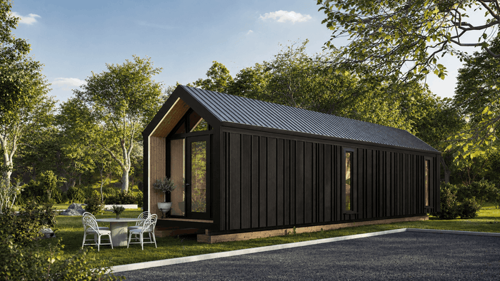 ["Tiny house and mobile home exterior rendering", "Mobile home exterior rendering with bright contemporary style", "Modern tiny house exterior design rendering", "Tiny house exterior rendering with modern compact design", "Tiny house exterior design rendering"]