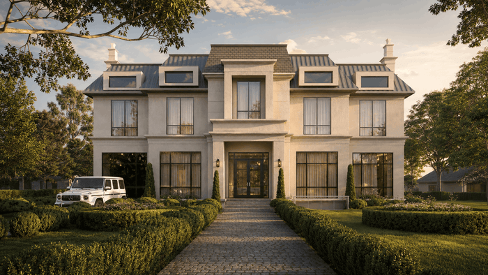 ["Luxury villa exterior design rendering", "Luxury mansion exterior design rendering", "Luxury townhouse exterior design rendering", "Luxury duplex exterior design rendering", "Modern mansion exterior design rendering", "Modern townhouse exterior design rendering"]