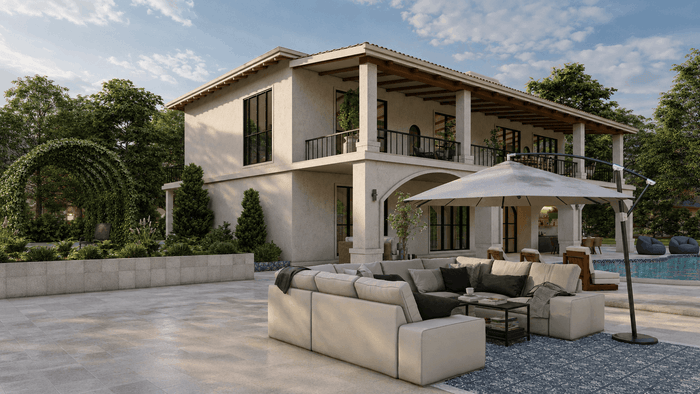 ["Mediterranean villa exterior design rendering", "Mediterranean mansion exterior design rendering", "Mediterranean townhouse exterior design rendering", "Mediterranean duplex exterior design rendering"]