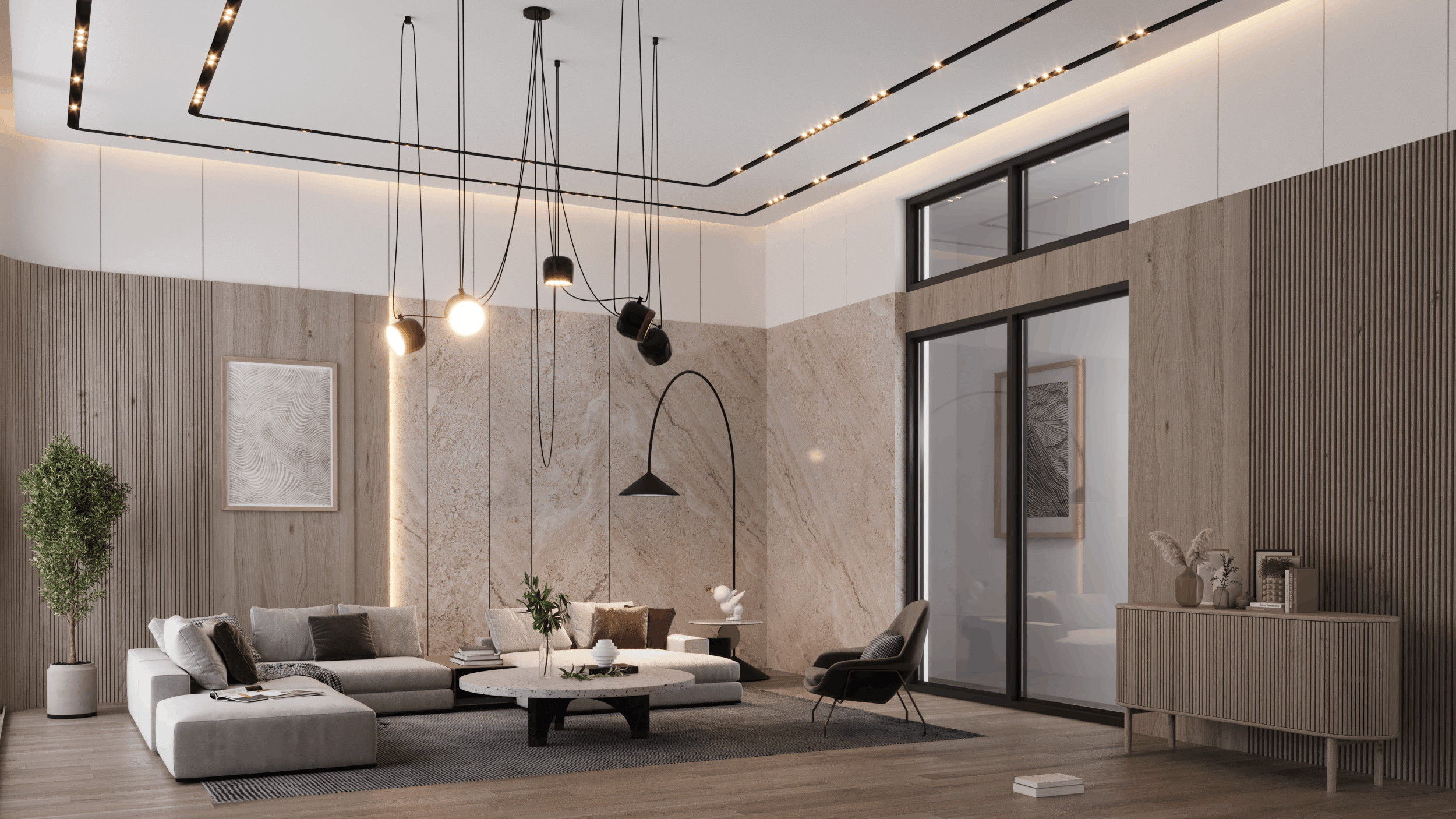 interior rendering service, family sitting design, minimal living room design, modern interior design 
