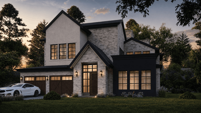 ["Modern duplex exterior design rendering", "Luxury duplex exterior design rendering", "Modern bungalow exterior design rendering", "Farmhouse bungalow exterior design rendering", "Luxury bungalow exterior design rendering"]