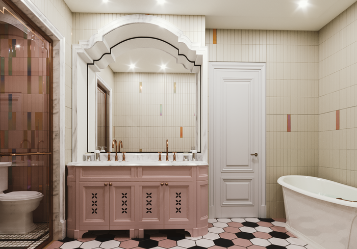 ["Luxury master bathroom interior design rendering", "Luxury master bathroom rendering with elegant premium finishes", "Duplex master bathroom rendering with modern interior layout", "Mansion master bathroom rendering with luxury interior design"]