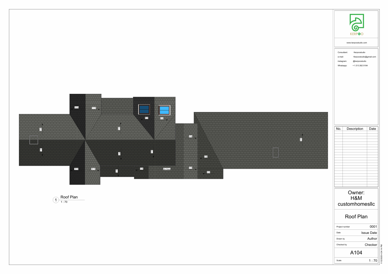 Technical drawings service, roof plan, pitched roof layout, residential roof design, architectural drawing