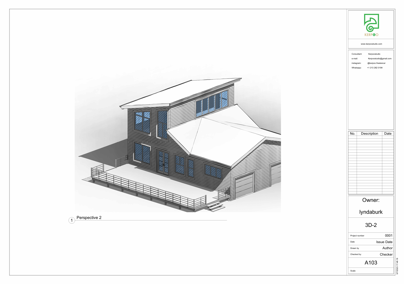 3D modeling service, residential house model, exterior perspective design, deck and garage design, architectural 3D model