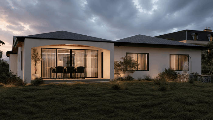 ["Modern bungalow exterior design rendering", "Mediterranean bungalow exterior design rendering", "Minimal bungalow exterior design rendering", "Mediterranean villa exterior design rendering", "Mediterranean farmhouse exterior design rendering"]