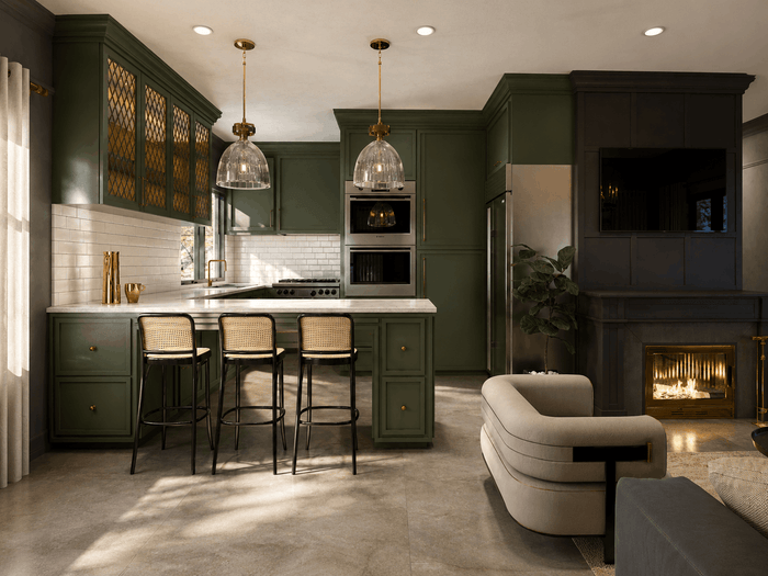 ["Luxury kitchen rendering with premium finishes", "Luxury kitchen interior design rendering", "Apartment kitchen interior design rendering", "Bungalow kitchen interior design rendering", "Townhouse kitchen interior design rendering", "Duplex kitchen rendering with open-plan layout"]