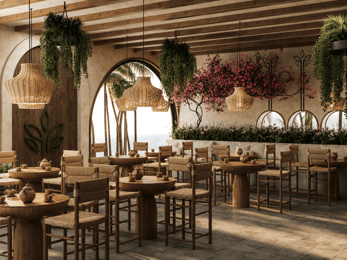 ["Restaurant interior design rendering", "Coffee shop interior design rendering", "Restaurant interior rendering with stylish seating layout", "Coffee shop interior rendering with cozy modern design", "Coffee shop interior rendering with clean inviting atmosphere", "Restaurant and coffee shop rendering with modern furniture and finishes"]