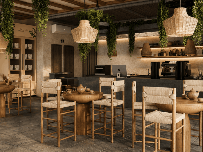 ["Restaurant interior design rendering", "Coffee shop interior design rendering", "Restaurant interior rendering with stylish seating layout", "Coffee shop interior rendering with cozy modern design", "Coffee shop interior rendering with clean inviting atmosphere", "Restaurant and coffee shop rendering with modern furniture and finishes"]
