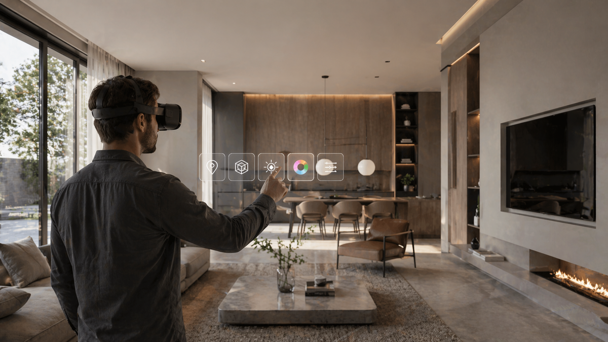 Interactive VR interior rendering, real-time material customization, virtual home design